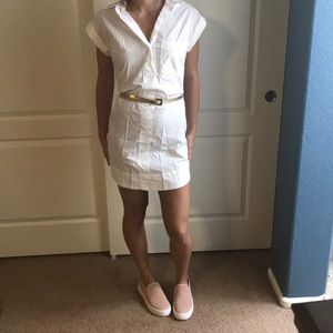 Casual and classy white shirt dress